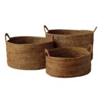 SET (3) CANASTOS RATTAN MANIJAS OVAL 0.35 0.40 0.50