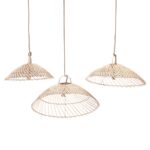(40% OFF) SET 3 LAMPARA CHATA FULL RATTAN 40 50 60 CM