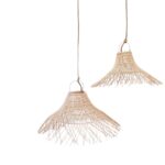 (40% OFF) SET 2  LAMPARAS RATAN FLECOS 50 60CM