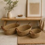 SET 3 CESTOS GRASS CUERO OVAL 29 34 39CM (4) - Imagen 2