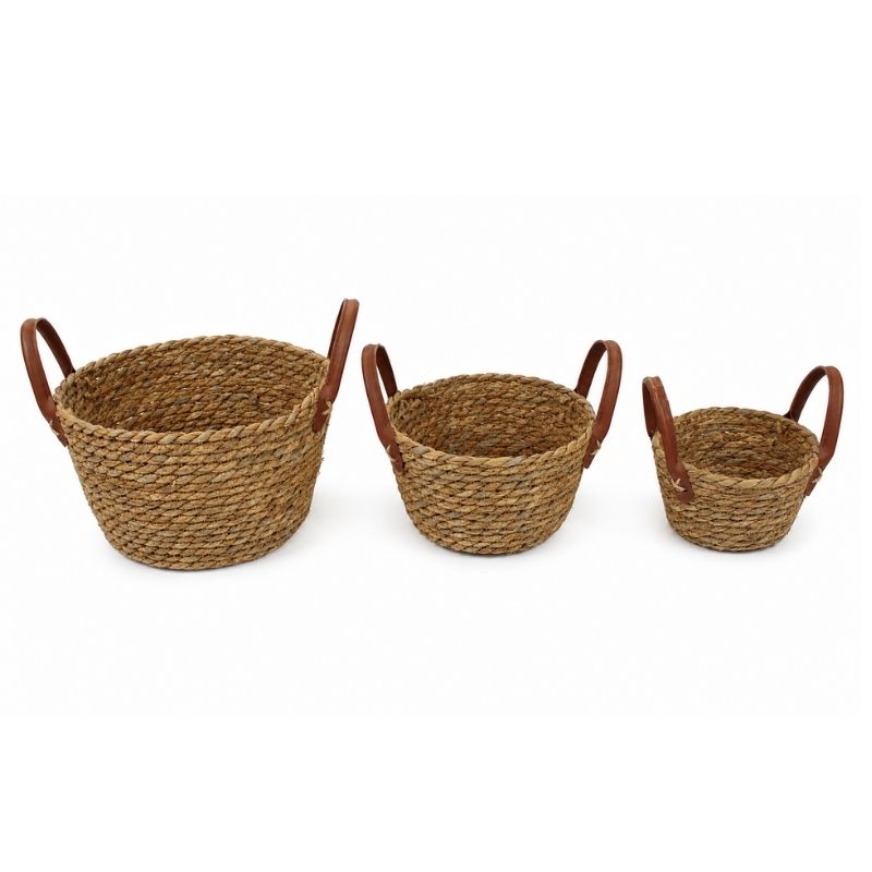 CAN075 SET 3 CESTOS GRASS CUERO 15 20 25CM (6) - Imagen 1