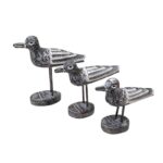 SET 3 MINI PAJAROS STAND 14 15 18CM NEGROS