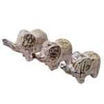 SET 3 MINI ELEEFANTES 8 9 11CM BROWN WHITE