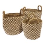 SET 3 CANASTOS TEJIDOS CROCHET BLANCOS 40X35