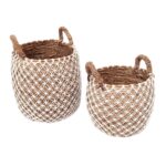 SET (2) CANASTOS OVAL MANIJAS BLANCOS 45CM