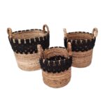 SET (3) CANASTOS NEGROS TEJIDOS CRUZ 40CM