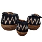 SET 3 CANASTO DAYAK C TAPA NEGRO 30 40 45CM - Imagen 4