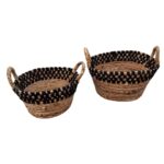 SET 2 CANASTO MAKRAM C NEGRO 19 23CM
