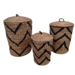 SET 3 CESTO LAUNDRY CACHA 33 42 50 CM NEGRO