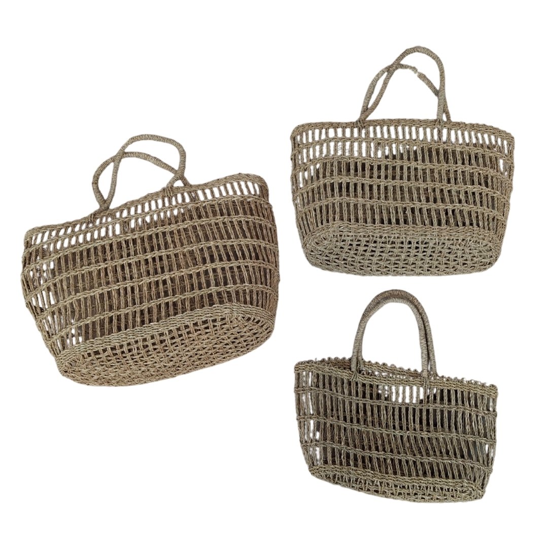 JEM286 SET 3 BOLSO TRENZ. NAT. 40CM MANIJA LARGA - Imagen 1