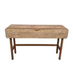 MESA C TAPA MEJA TEKA Y RATTAN 120X52X75 CM