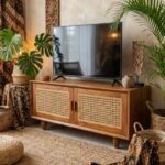 MESA TV BAJA TEKA Y RATTAN 45X42X100 CM - Imagen 5
