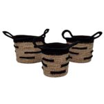 SET 3 CESTO GARIS NEGRO MANIJAS 18 20 22 CM