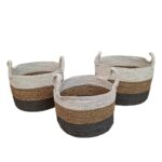 SET 3 CESTO TEJIDO VERDE LIGHT 40CM