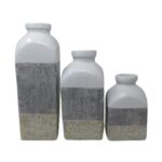 SET 3 JARRONES BCO. GRIS NAT. 40 30 20CM