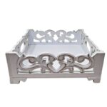 BANDEJA MADERA DECO TALLADA 25CM WHITE
