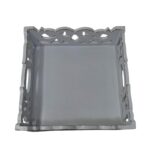 BANDEJA MADERA DECO TALLADA 25CM WHITE - Imagen 2