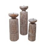 SET 3 CANDELABRO MAD. ROUND 20 25 30CM