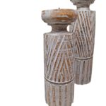 SET 3 CANDELABRO MAD. ROUND 20 25 30CM - Imagen 2