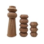 SET 3 CANDELABROS ONDAS  MAD. 10 15 20CM