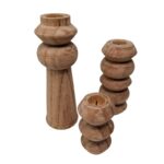 SET 3 CANDELABROS ONDAS  MAD. 10 15 20CM - Imagen 2