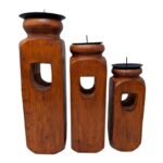 SET 3 CANNDELABRO MAD.CUAD. ANTIK 20 25 30CM