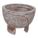 BOWL MADERA PATAS FLOR 20CM