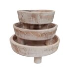 SET 3 BANDEJAS MADERA PATAS 20 25 30CM