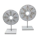 (20% OFF) SET (2) DECO STAND MANDALA BLANCO 26 31CM