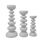 SET 3 CANDELABROS 30 25 20CM MADERA WASH