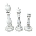 SET 3 CANDELABROS BLANCOS  20 25 30 CM
