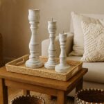 SET 3 CANDELABROS BLANCOS  20 25 30 CM - Imagen 2