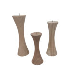 SET 3 CANDELABROS MADERA NAT (A) 20 25 30CM