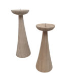 SET 2 CANDELABROS MADERA NAT (C) 20 25CM