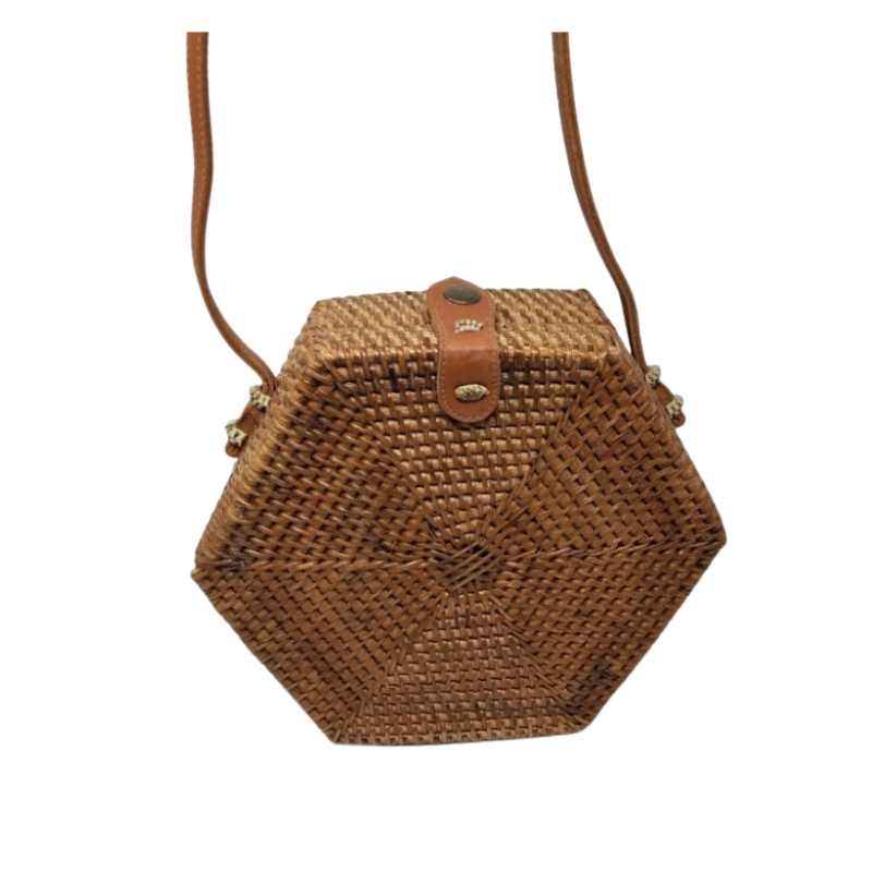 RSTAS004 CARTERA RATTAN EXAGONAL 18CM NAT. - Imagen 1