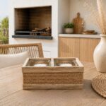 PORTAVELAS VIDRIO MADERA 10X18.5CM (16) - Imagen 2