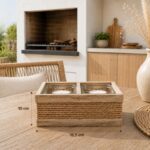 PORTAVELAS VIDRIO MADERA 10X18.5CM (16) - Imagen 3